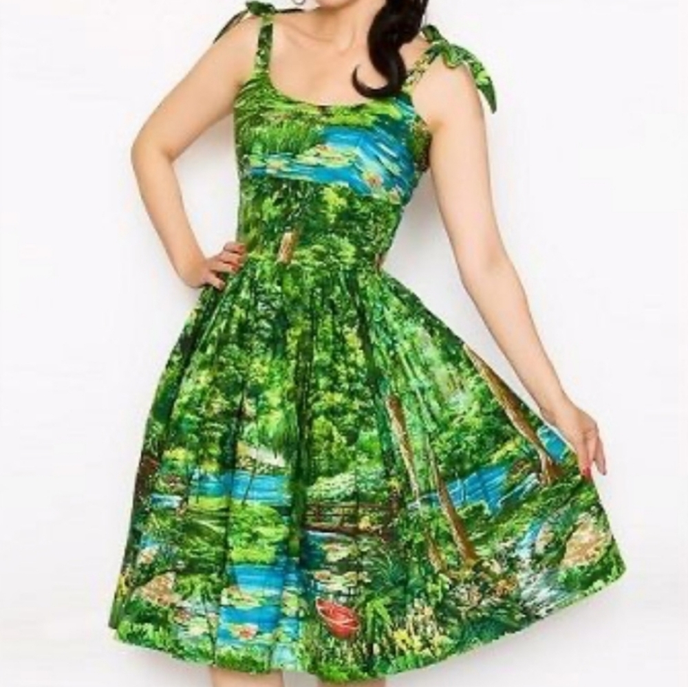 Bernie Dexter Green Scenic Print Jessica Dress